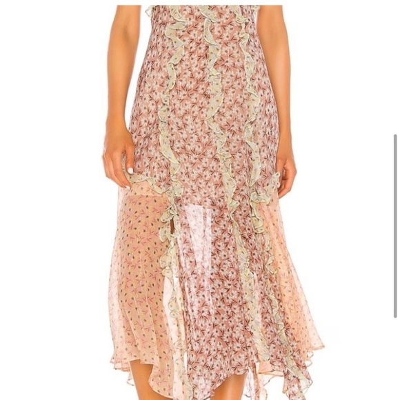 Rebecca Taylor Lucia Silk Floral Ruffle Midi Dress – Size 4 - Picture 6 of 16